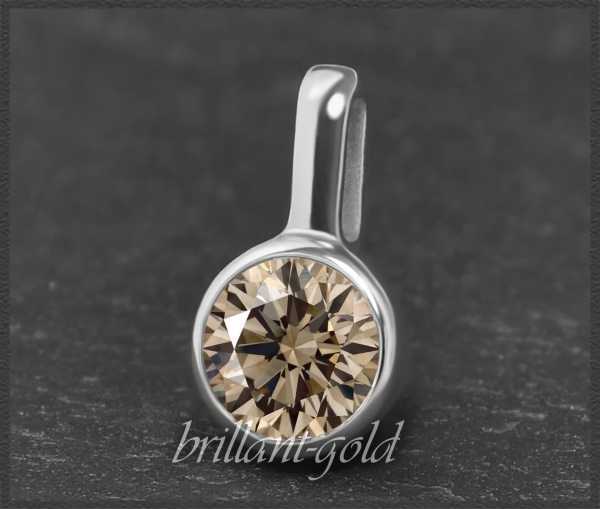 Brillant Anhänger 585 Gold; 0,46ct, cognac, VS1